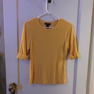 White House Black Market Daffodil Yellow Sweater with Quarter Sleeve Size LP